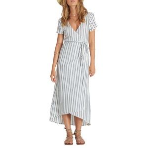Billabong striped wrap midi dress